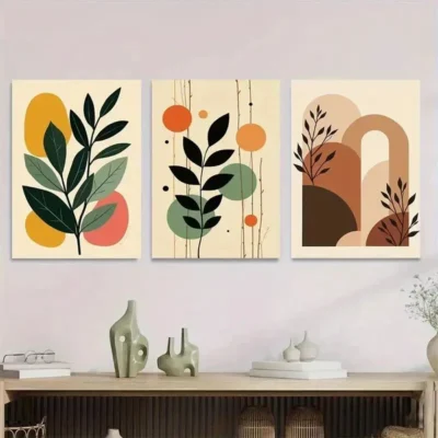 3pcs Abstract Botanical Framed Colorful Wall Art Set Canvas Framed 50x70cm - High Quality Print 100% Australian Made Wall Canvas Ready to Hang
