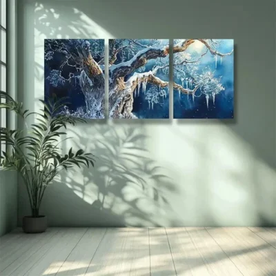 3pcs The cold tree. Painting Wall Art Set Canvas Framed 50x70cm - High Quality Print 100% Australian Made Wall Canvas Ready to Hang