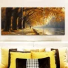 3pcs Golden autumn trees along the river Wall Art Set Canvas Framed 40x60cm - High Quality Print 100% Australian Made Wall Canvas Ready to Hang - Image 2