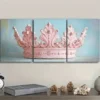3pcs Pink Crown Design Wall Art Set Canvas Framed 50x70cm - High Quality Print 100% Australian Made Wall Canvas Ready to Hang - Image 3