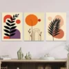 3pcs Modern Abstract Boho Style Botanical Wall Art Set Canvas Framed 50x70cm - High Quality Print 100% Australian Made Wall Canvas Ready to Hang