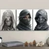3pcs The mysterious cloaked woman of Egypt Wall Art Set Canvas Framed 50x70cm - High Quality Print 100% Australian Made Wall Canvas Ready to Hang - Image 3