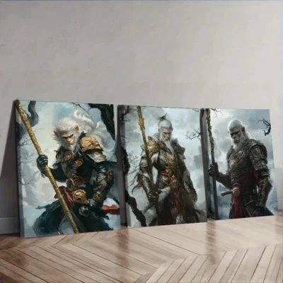 3pcs Mythology Monkey King,Wall Art Set Canvas Framed 40x60cm - High Quality Print 100% Australian Made Wall Canvas Ready to Hang