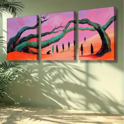 3pcs The pink desert Wall Art Set Canvas Framed 50x70cm - High Quality Print 100% Australian Made Wall Canvas Ready to Hang