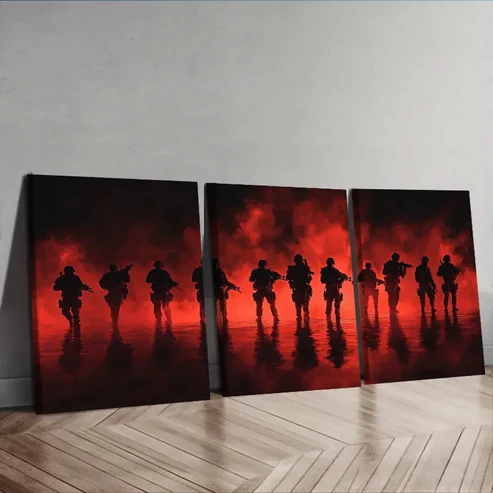 3pcs group of soldiers standing Wall Art Set Canvas Framed 40x60cm – High Quality Print 100% Australian Made Wall Canvas Ready to Hang