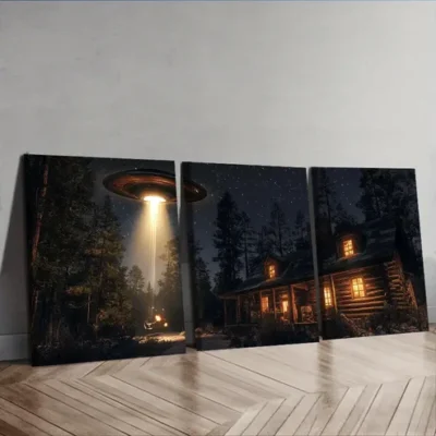 3pcs Alien Cabin Poster Wall Art Set Canvas Framed 40x60cm - High Quality Print 100% Australian Made Wall Canvas Ready to Hang
