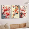 3pcs Vibrant Floral Red & Yellow Blue White Tree Wall Art Set Canvas Framed 50x70cm - High Quality Print 100% Australian Made Wall Canvas Ready to Hang