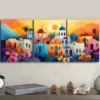 3pcs Greek island style town Wall Art Set Canvas Framed 50x70cm - High Quality Print 100% Australian Made Wall Canvas Ready to Hang - Image 3
