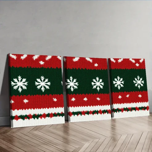 3pcs Christmas sweater pattern Wall Art Set Canvas Framed 40x60cm – High Quality Print 100% Australian Made Wall Canvas Ready to Hang