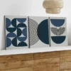 3pcs Navy Blue Bohemian Black Lines Modern Wall Art Set Canvas Framed 50x70cm - High Quality Print 100% Australian Made Wall Canvas Ready to Hang - Image 2