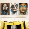 3pcs Graffiti style portrait of a girl Wall Art Set Canvas Framed 40x60cm - High Quality Print 100% Australian Made Wall Canvas Ready to Hang - Image 2