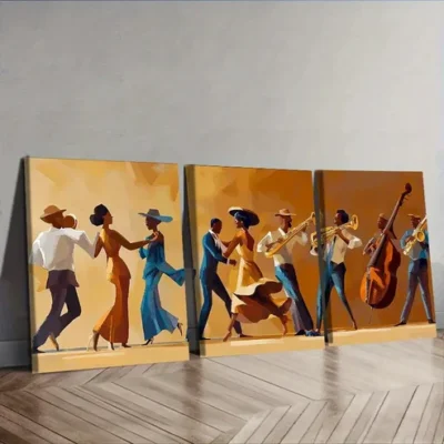 3pcs Fashionable African American Wall Art Set Canvas Framed 40x60cm - High Quality Print 100% Australian Made Wall Canvas Ready to Hang