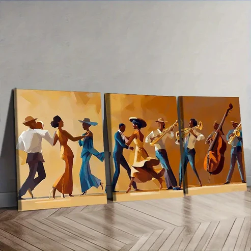 3pcs Fashionable African American Wall Art Set Canvas Framed 40x60cm – High Quality Print 100% Australian Made Wall Canvas Ready to Hang