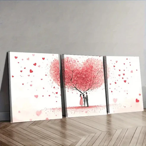 3pcs Lovers under the love tree Wall Art Set Canvas Framed 40x60cm – High Quality Print 100% Australian Made Wall Canvas Ready to Hang