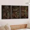 3pcs Vintage European Retro Twelve Zodiac Signs Wall Art Set Canvas Framed 50x70cm - High Quality Print 100% Australian Made Wall Canvas Ready to Hang