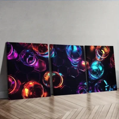3pcs Featuring Vibrant Neon Lights Wall Art Canvas Framed 50x70cm Wall Art Set Canvas Framed 50x70cm - High Quality Print 100% Australian Made Wall Canvas Ready to Hang