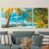 3pcs Beach Paradise Triptych Tropical Ocean Wall Art Set Canvas Framed 40x60cm - High Quality Print 100% Australian Made Wall Canvas Ready to Hang - Image 2