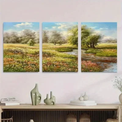 3pcs Scenic Landscape Paintings Wall Art Set Canvas Framed 50x70cm - High Quality Print 100% Australian Made Wall Canvas Ready to Hang