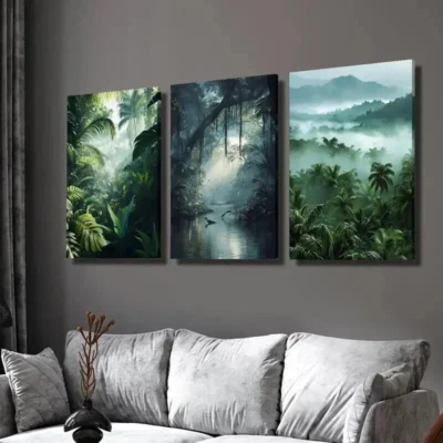 3pcs Natural Tropical Forest Decoration Wall Art Set Canvas Framed 40x60cm - High Quality Print 100% Australian Made Wall Canvas Ready to Hang