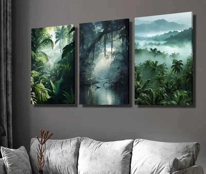 3pcs Natural Tropical Forest Decoration Wall Art Set Canvas Framed 40x60cm – High Quality Print 100% Australian Made Wall Canvas Ready to Hang