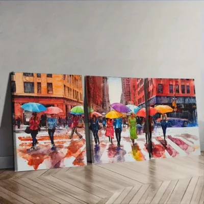 3pcs The vibrant streets of New York City Wall Art Set Canvas Framed 40x60cm - High Quality Print 100% Australian Made Wall Canvas Ready to Hang
