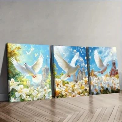 3pcs The dove of peace Wall Art Set Canvas Framed 40x60cm - High Quality Print 100% Australian Made Wall Canvas Ready to Hang