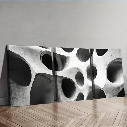 3pcs Organic shaped holes Abstract Wall Art Set Canvas Framed 40x60cm – High Quality Print 100% Australian Made Wall Canvas Ready to Hang