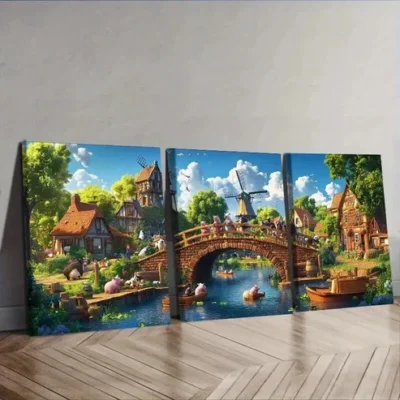 3pcs Whimsical Animals Canvas Wall Art Set Canvas Framed 50x70cm - High Quality Print 100% Australian Made Wall Canvas Ready to Hang