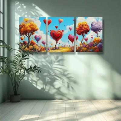 3pcs Trees and flowers.Wall Art Set Canvas Framed 40x60cm - High Quality Print 100% Australian Made Wall Canvas Ready to Hang
