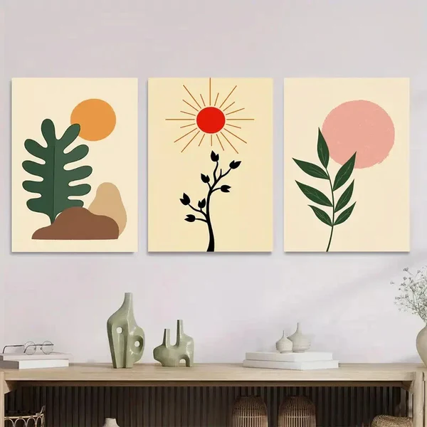 3pcs Modern Abstract Boho Style Landscape Wall Art Set Canvas Framed 40x60cm – High Quality Print 100% Australian Made Wall Canvas Ready to Hang