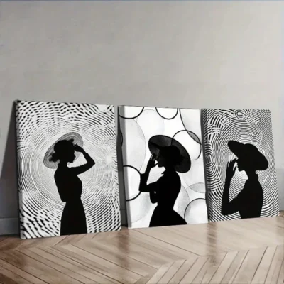 3pcs Elegant Silhouette Circular Patterns Wall Art Set Canvas Framed 40x60cm - High Quality Print 100% Australian Made Wall Canvas Ready to Hang