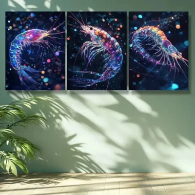 3pcs Shrimp, dream Wall Art Set Canvas Framed 50x70cm - High Quality Print 100% Australian Made Wall Canvas Ready to Hang