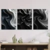 3pcs Modern Abstract Black and White Stylish Wall Art Set Canvas Framed 50x70cm - High Quality Print 100% Australian Made Wall Canvas Ready to Hang