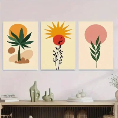 3pcs Boho Style Modern Abstract Tree Wall Art Set Canvas Framed 50x70cm - High Quality Print 100% Australian Made Wall Canvas Ready to Hang