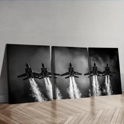3pcs The jet plane is in the sky Wall Art Set Canvas Framed 50x70cm - High Quality Print 100% Australian Made Wall Canvas Ready to Hang