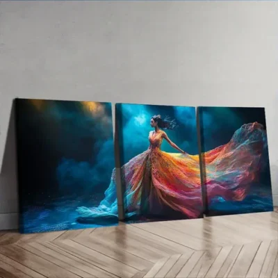 3pcs Girls dancing in the light Wall Art Set Canvas Framed 40x60cm - High Quality Print 100% Australian Made Wall Canvas Ready to Hang