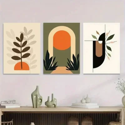 3pcs Modern Abstract Boho Style Wall Art Set Canvas Framed 50x70cm - High Quality Print 100% Australian Made Wall Canvas Ready to Hang