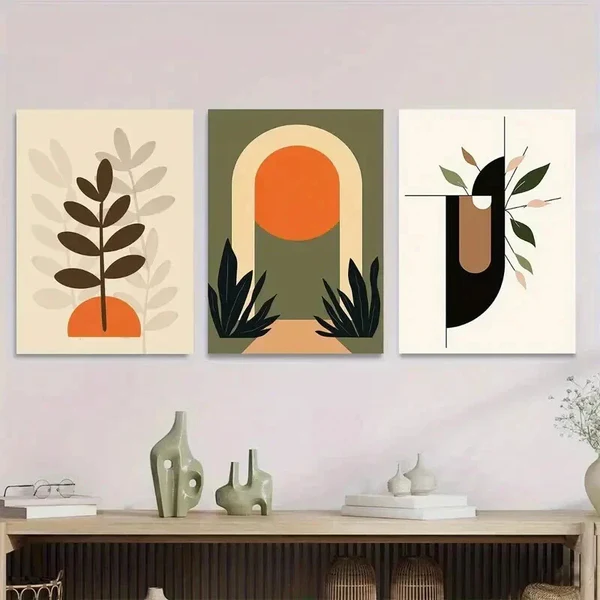 3pcs Modern Abstract Boho Style Wall Art Set Canvas Framed 50x70cm – High Quality Print 100% Australian Made Wall Canvas Ready to Hang