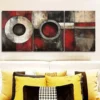 3pcs Abstract art painting of circles and rings Wall Art Set Canvas Framed 50x70cm - High Quality Print 100% Australian Made Wall Canvas Ready to Hang - Image 2