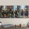 3pcs Two cute baby ducks in cyberpunk armor Wall Art Set Canvas Framed 50x70cm - High Quality Print 100% Australian Made Wall Canvas Ready to Hang - Image 3