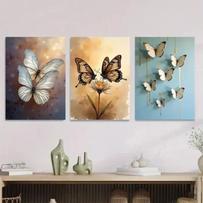 3pcs Dog Portraits & Dandelion Animals Wall Art Set Canvas Framed 50x70cm - High Quality Print 100% Australian Made Wall Canvas Ready to Hang