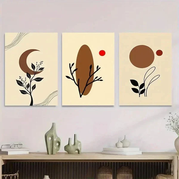 3pcs Modern Abstract Nature Inspired Designs Wall Art Set Canvas Framed 50x70cm – High Quality Print 100% Australian Made Wall Canvas Ready to Hang