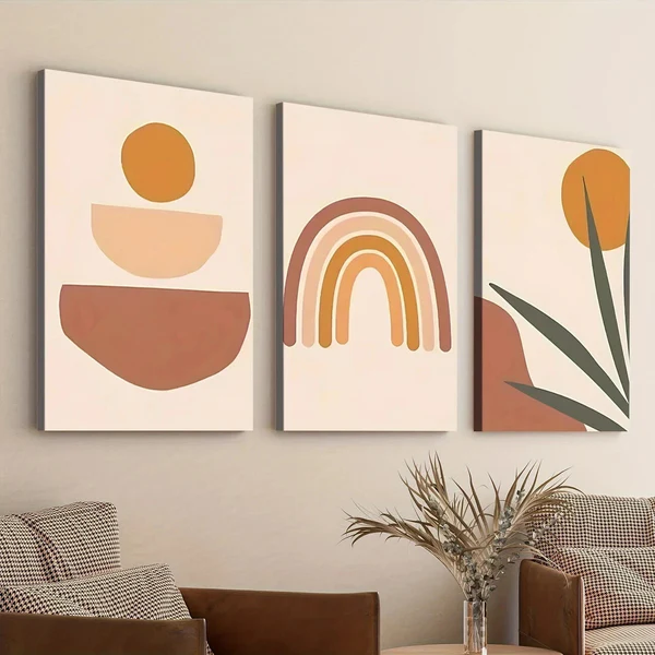 3pcs Classic Modern Style Abstract Pinewood Wall Art Set Canvas Framed 50x70cm – High Quality Print 100% Australian Made Wall Canvas Ready to Hang