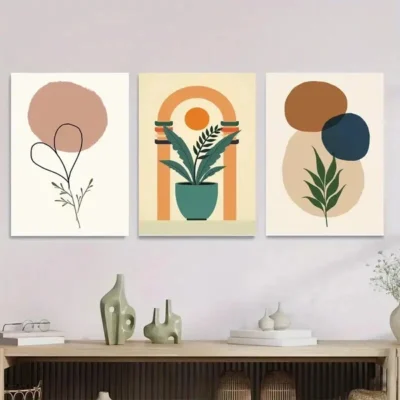 3pcs Modern Abstract Boho Style Wall Art Set Canvas Framed 50x70cm - High Quality Print 100% Australian Made Wall Canvas Ready to Hang