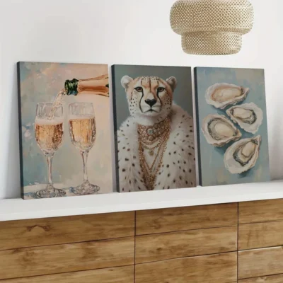 3pcs Champagner Glasses Style Art Aesthetic Wall Art Set Canvas Framed 50x70cm - High Quality Print 100% Australian Made Wall Canvas Ready to Hang