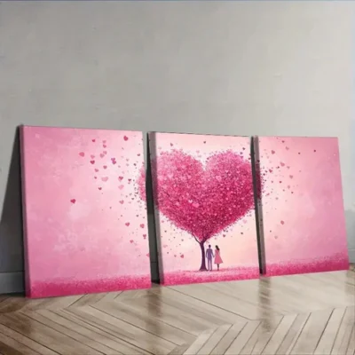 3pcs Featuring Lovers Beneath a Love Tree Wall Art Set Canvas Framed 40x60cm - High Quality Print 100% Australian Made Wall Canvas Ready to Hang