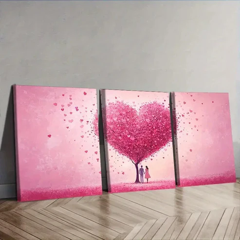 3pcs Featuring Lovers Beneath a Love Tree Wall Art Set Canvas Framed 40x60cm – High Quality Print 100% Australian Made Wall Canvas Ready to Hang