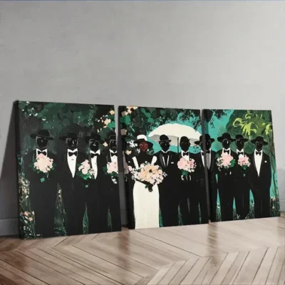 3pcs At the funeral Painting Wall Art Set Canvas Framed 50x70cm - High Quality Print 100% Australian Made Wall Canvas Ready to Hang