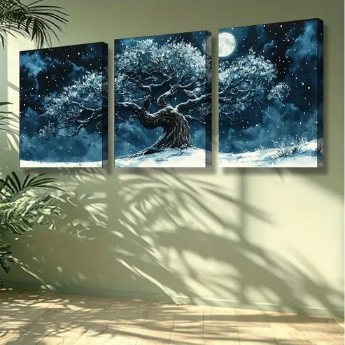 3pcs The cold tree Old Wall Art Set Canvas Framed 40x60cm -High Quality Print 100% Australian Made Wall Canvas Ready to Hang
