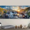 3pcs Scottish Highlands Sunset Landscape Wall Art Set Canvas Framed 50x70cm - High Quality Print 100% Australian Made Wall Canvas Ready to Hang - Image 3